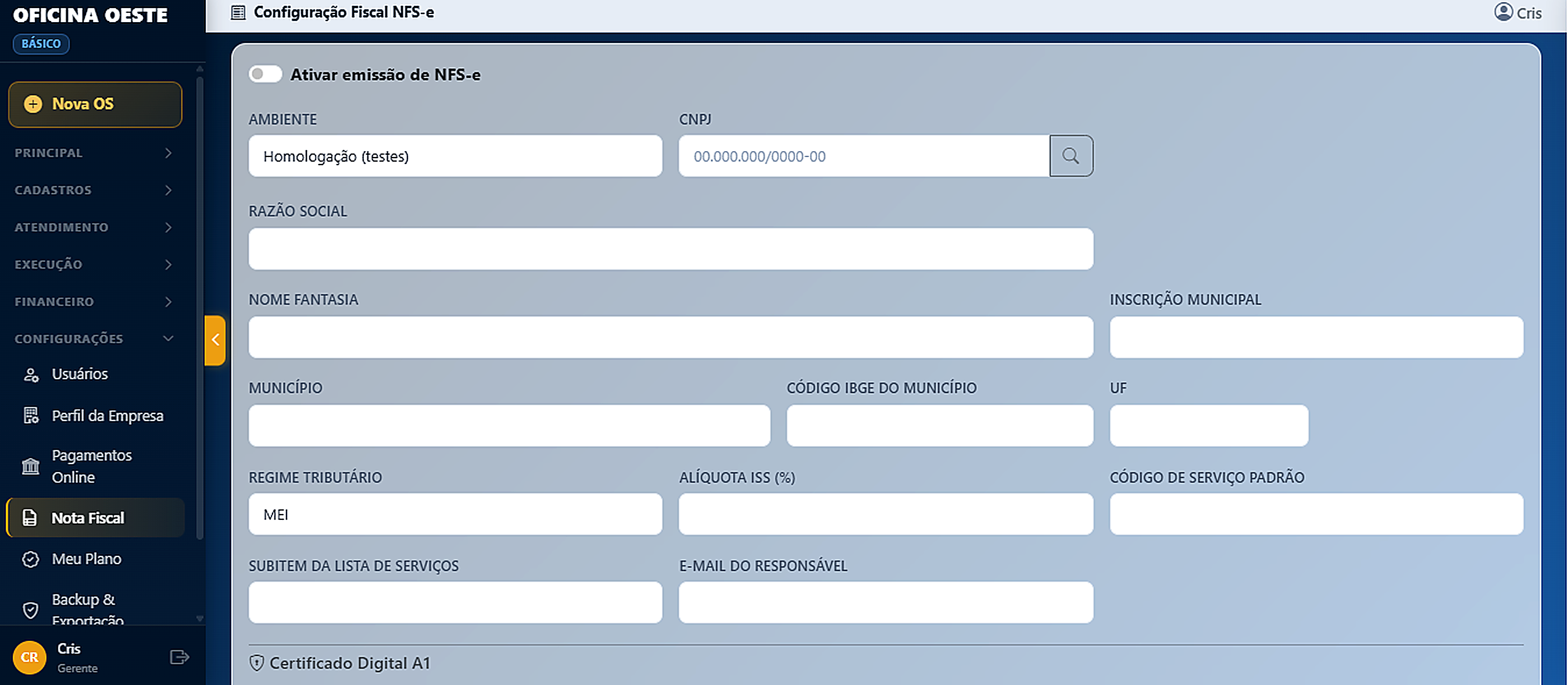 Configuração NFS-e